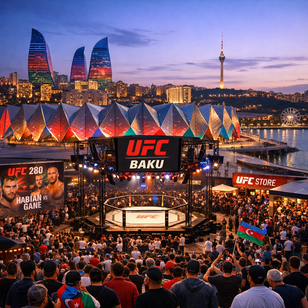 Baku skyline for UFC Fight Night June 27, 2026